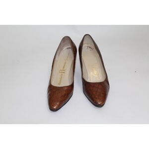 Women’s Donnatello Romano Brown Embossed Leather Heels – Size 6